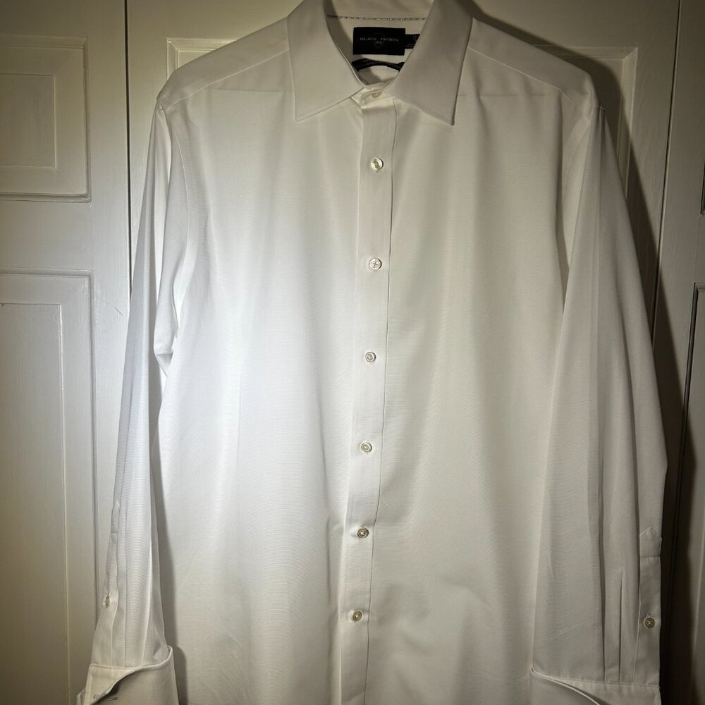 Black Brown 1826 Tuxedo Shirt 17.5" / 36 French Cuff w/Convertible Buttons